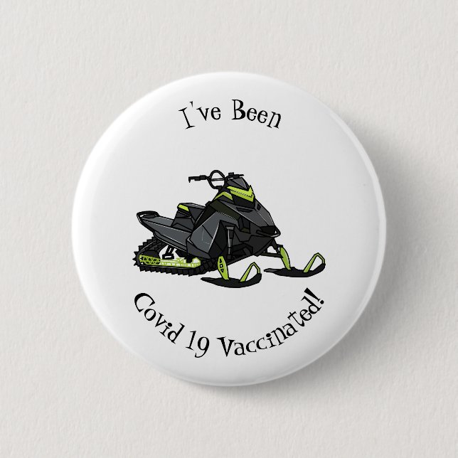 Snowmobile cartoon illustration 2 inch round button (Front)