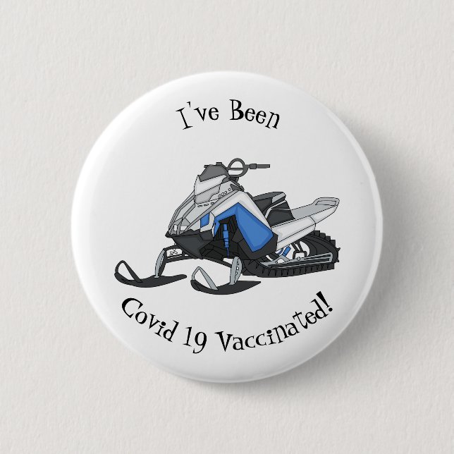 Snowmobile cartoon illustration 2 inch round button (Front)