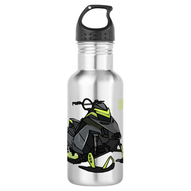 Snowmobile cartoon illustration  532 ml water bottle (Front)