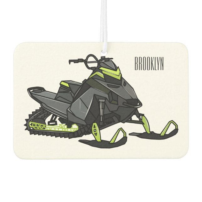 Snowmobile cartoon illustration  air freshener (Front)