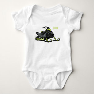Snowmobile cartoon illustration  baby bodysuit