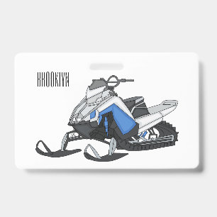 Snowmobile cartoon illustration badge