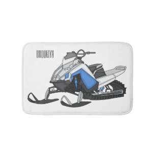 Snowmobile cartoon illustration bath mat