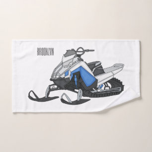 Snowmobile cartoon illustration bath towel set