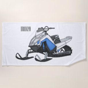 Snowmobile cartoon illustration  beach towel