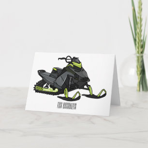 Snowmobile cartoon illustration  card