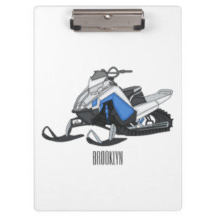 Snowmobile cartoon illustration clipboard