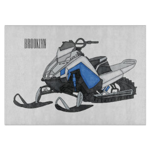 Snowmobile cartoon illustration cutting board