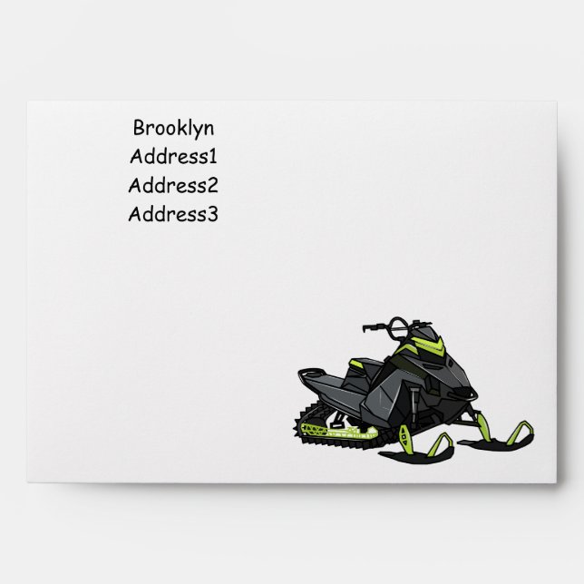 Snowmobile cartoon illustration envelope (Front)
