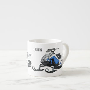 Snowmobile cartoon illustration espresso cup