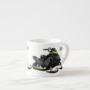 Snowmobile cartoon illustration  espresso cup