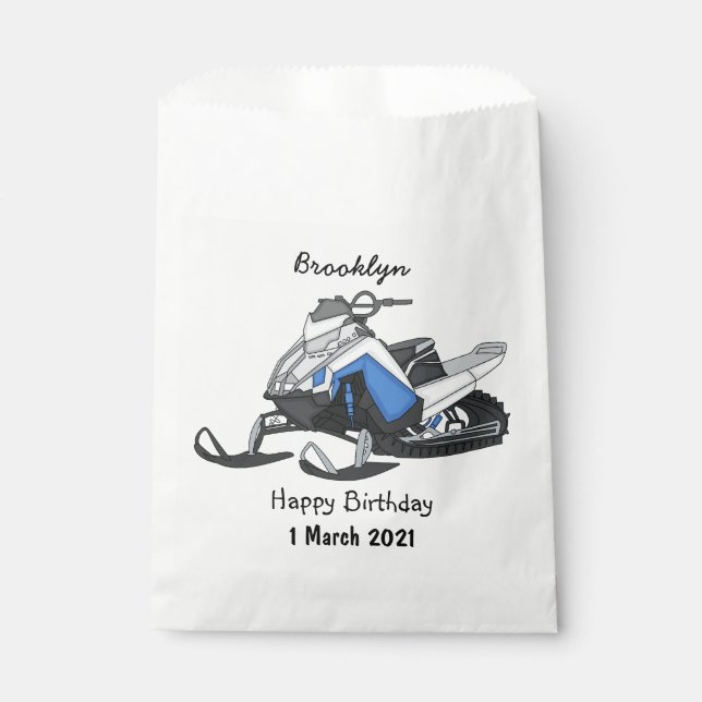 Snowmobile cartoon illustration  favour bag (Front)