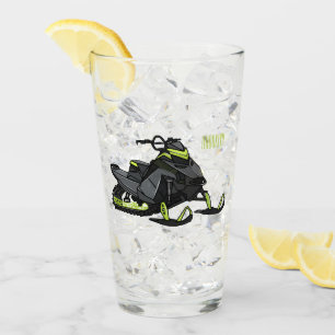 Snowmobile cartoon illustration  glass