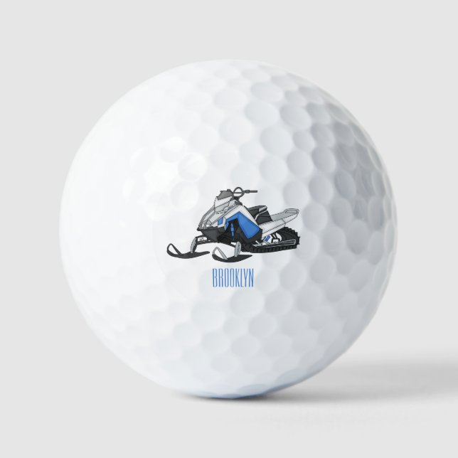 Snowmobile cartoon illustration  golf balls (Front)