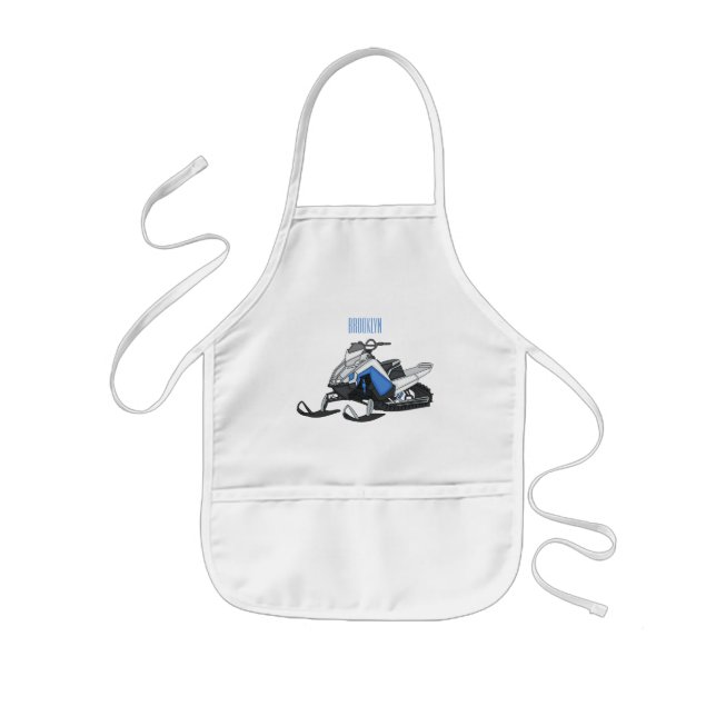 Snowmobile cartoon illustration  kids apron (Front)