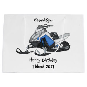 Snowmobile cartoon illustration large gift bag