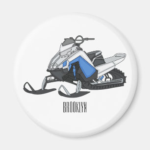 Snowmobile cartoon illustration  magnet