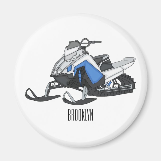 Snowmobile cartoon illustration  magnet (Front)