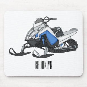 Snowmobile cartoon illustration mouse pad