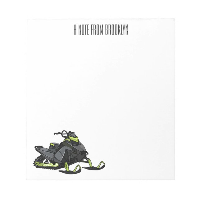 Snowmobile cartoon illustration  notepad (Front)