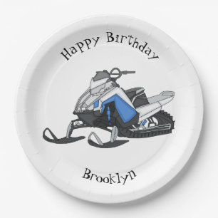 Snowmobile cartoon illustration paper plate