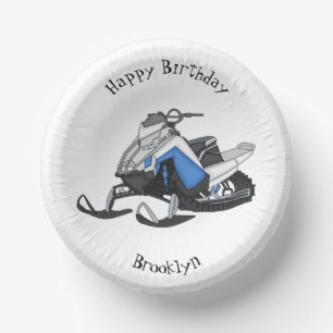 Snowmobile cartoon illustration paper plate