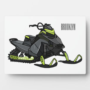 Snowmobile cartoon illustration  plaque