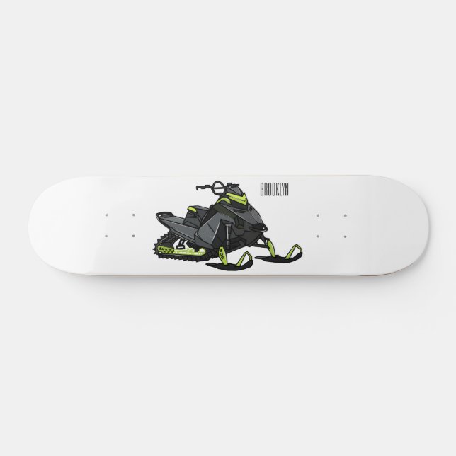 Snowmobile cartoon illustration  skateboard (Horz)