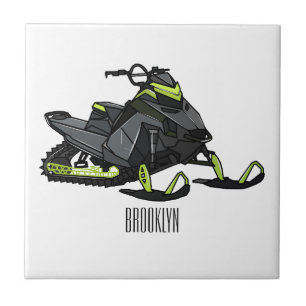 Snowmobile cartoon illustration  tile