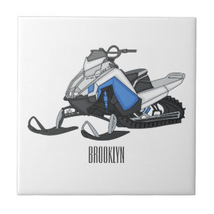 Snowmobile cartoon illustration tile