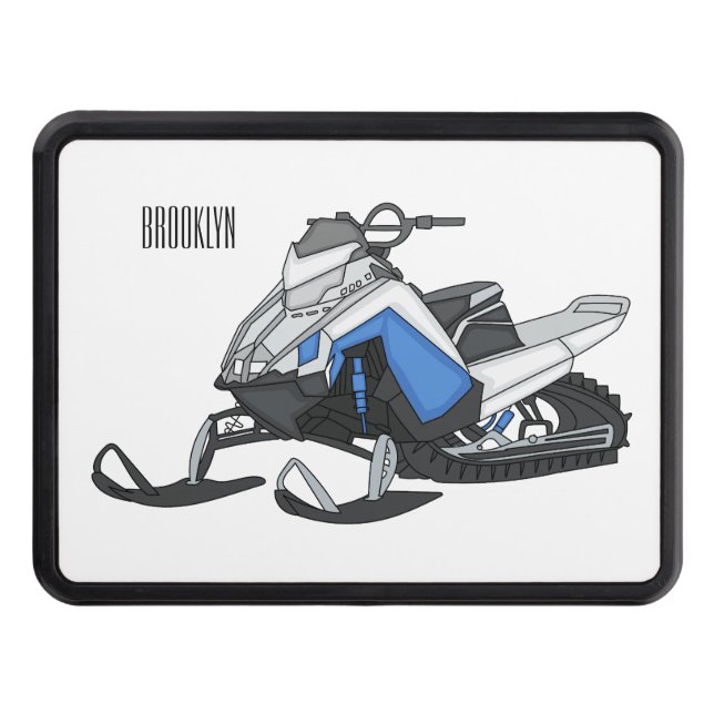 Snowmobile cartoon illustration  trailer hitch cover (Front)