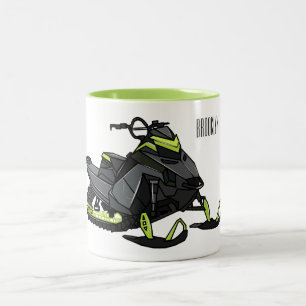 Snowmobile cartoon illustration Two-Tone coffee mug
