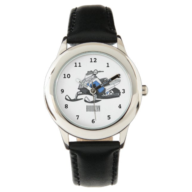Snowmobile cartoon illustration watch (Front)