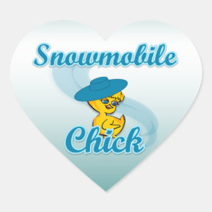 Snowmobile Chick #3 Heart Sticker