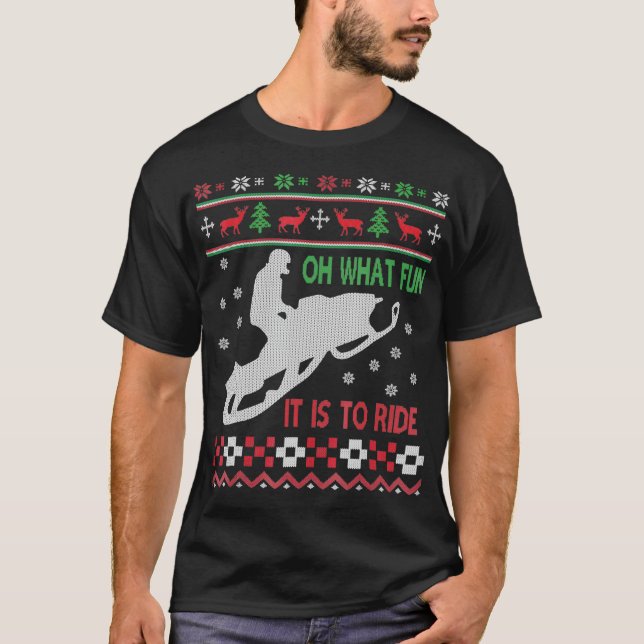 Snowmobile Christmas sweater Fun Santa Xmas Gift  (Front)