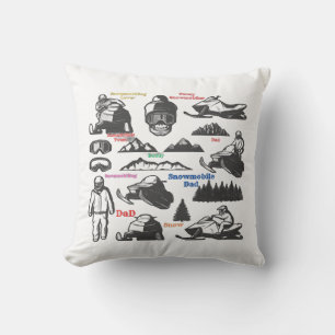 Snowmobile Dad,Snowmobile Lover  Throw Pillow