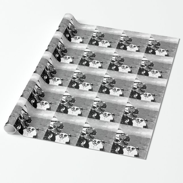 Snowmobile Freedom Wrapping Paper (Unrolled)