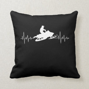 Snowmobile Heartbeat Winter Sport Motor Sled Throw Pillow