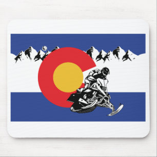 Snowmobile-in-Colorado-Flag Mouse Pad