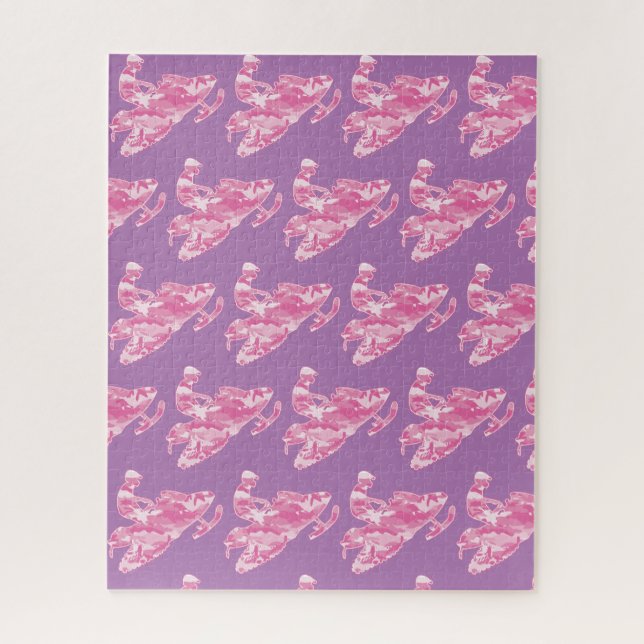 Snowmobile in Pink Camouflage Jigsaw Puzzle (Vertical)