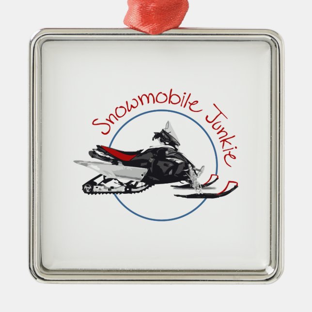 Snowmobile Junkie Metal Ornament (Front)