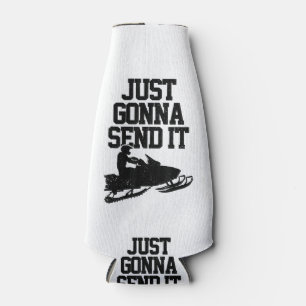Snowmobile Just Gonna Send It Funny Motor Sled Gif Bottle Cooler