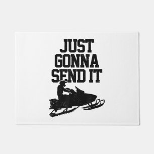 Snowmobile Just Gonna Send It Funny Motor Sled Gif Doormat