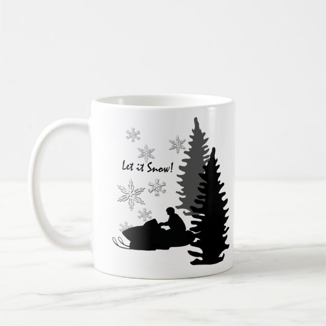 Snowmobile Let It Snow Coffee Mug (Left)