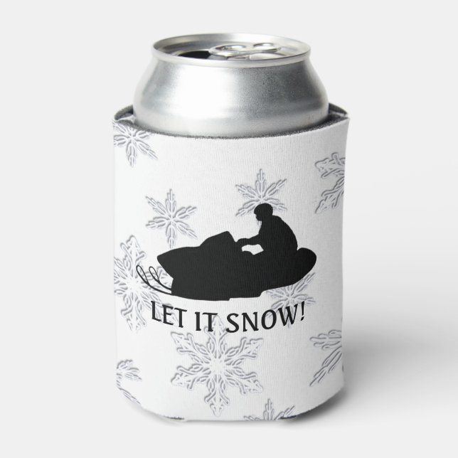 Snowmobile Let it Snow Personalized Can Cooler (Can Front)