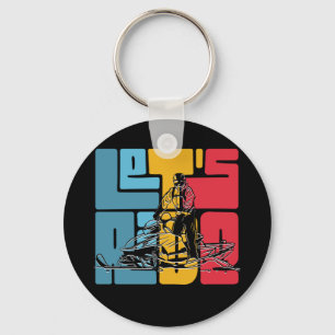 Snowmobile Lover Lets Ride Quote Keychain