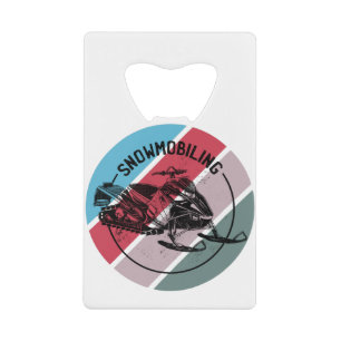 Snowmobile Lover Sled with Colourful Logo Credit Card Bottle Opener
