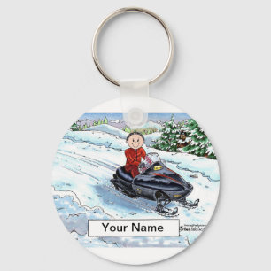 Snowmobile - Male Cartoon Keychain