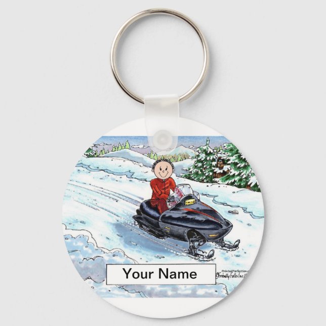 Snowmobile - Male Cartoon Keychain (Front)