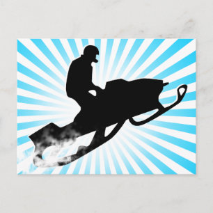 snowmobile. powder trail. postcard